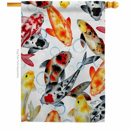 PATIO TRASERO Koi Water Garden Animals Sea Creature 28 x 40 in. Double-Sided Vertical House Flags for  Banner PA3914832